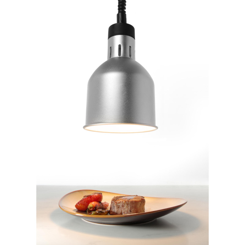 Lempa maistui pašildyti - pakabinama cilindrinė kūginė sidabrinė 250W