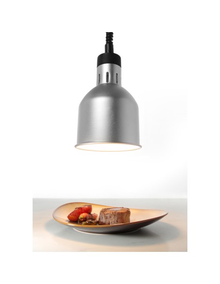 Lempa maistui pašildyti - pakabinama cilindrinė kūginė sidabrinė 250W