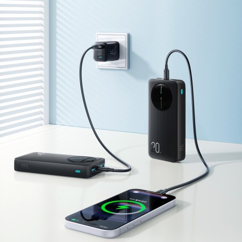 
Nešiojamoji baterija su skaitmeniniu ekranu 20000mAh USB-A USB-C 22.5W - juoda
