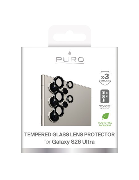 
Grūdintas stiklas „Samsung Galaxy S26 Ultra Individual“ galinei kamerai – su juodais rėmeliais
