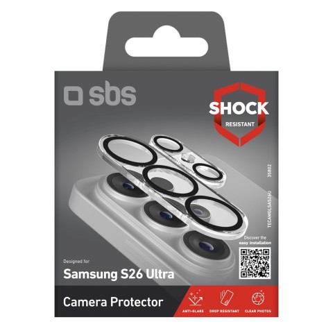 
Apsauginis galinio fotoaparato stiklas, skirtas „Samsung Galaxy S26 Ultra“ - su juodu rėmeliu
