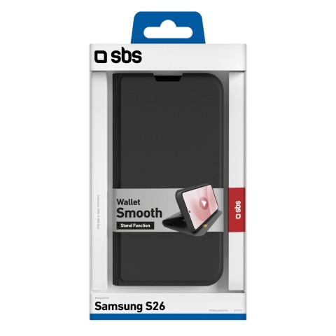 
„Samsung Galaxy S26“ dėklas „Wallet Smooth“ su atverčiamu dangteliu – juodas
