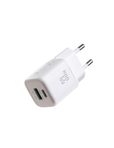 
33 W USB-A USB-C sieninis įkroviklis – baltas
