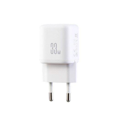 
33 W USB-A USB-C sieninis įkroviklis – baltas
