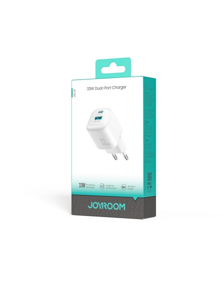 
33 W USB-A USB-C sieninis įkroviklis – baltas
