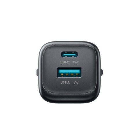 
USB-A USB-C 33W sieninis įkroviklis – juodas
