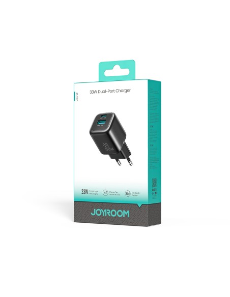 
USB-A USB-C 33W sieninis įkroviklis – juodas
