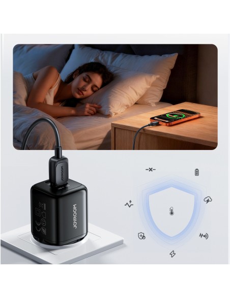 
USB-A USB-C 33W sieninis įkroviklis – juodas
