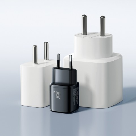 
USB-A USB-C 33W sieninis įkroviklis – juodas
