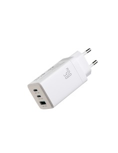 
USB-C USB-A GaN 65W sieninis įkroviklis su 100W USB-C laidu (1,2 m) – baltas
