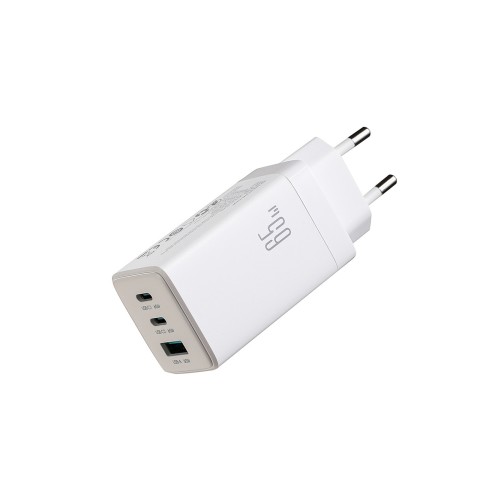 
USB-C USB-A GaN 65W sieninis įkroviklis su 100W USB-C laidu (1,2 m) – baltas
