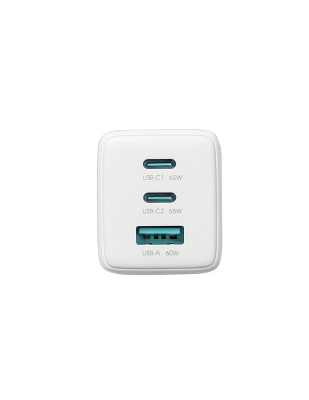 
USB-C USB-A GaN 65W sieninis įkroviklis su 100W USB-C laidu (1,2 m) – baltas
