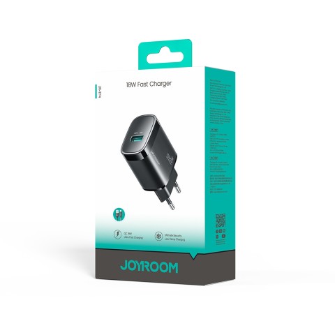 
18 W USB-A sieninis įkroviklis – juodas
