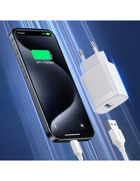 
18 W USB-A sieninis įkroviklis – baltas
