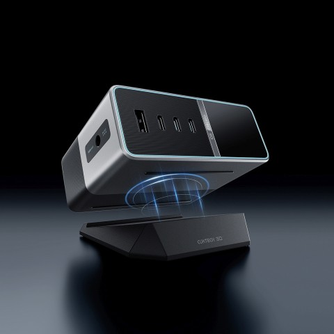 
5 viename įkrovimo stotelė su skaitmeniniu ekranu, USB-A, USB-C, 300 W, sidabrinė
