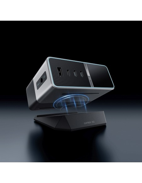 
5 viename įkrovimo stotelė su skaitmeniniu ekranu, USB-A, USB-C, 300 W, sidabrinė
