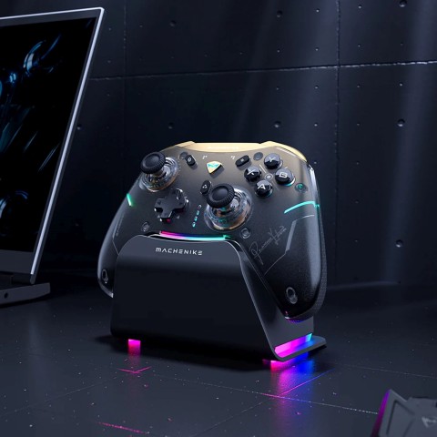 
„G5Pro Premium Edition“ belaidis žaidimų valdiklis su įkrovimo stotele – juodas ir auksinis
