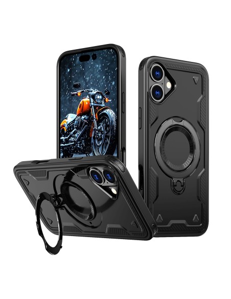 
„iPhone 16 Hybrid Armor“ madingas „MagSafe“ dėklas – juodas
