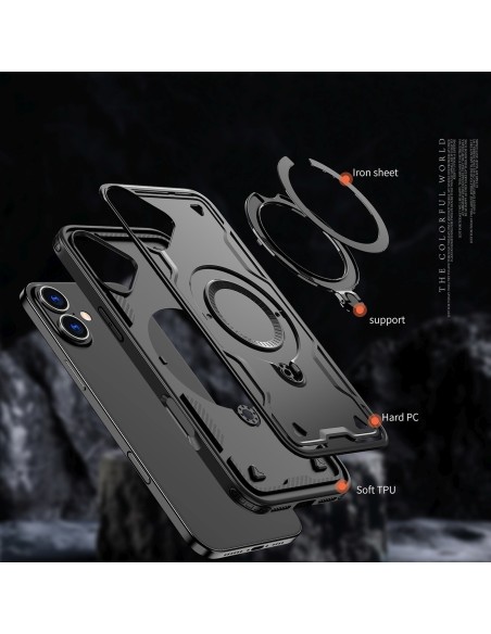 
„iPhone 16 Hybrid Armor“ madingas „MagSafe“ dėklas – juodas

