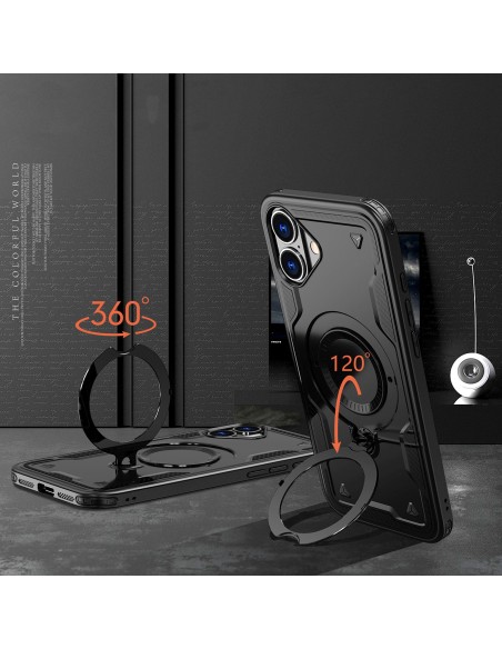 
„iPhone 16 Hybrid Armor“ madingas „MagSafe“ dėklas – juodas
