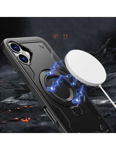 
„iPhone 16 Hybrid Armor“ madingas „MagSafe“ dėklas – juodas
