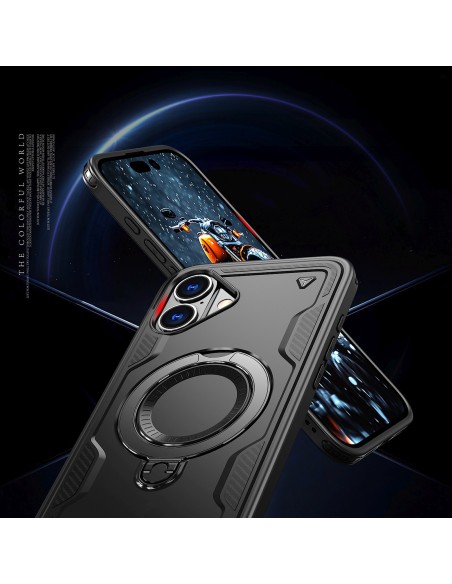 
„iPhone 16 Hybrid Armor“ madingas „MagSafe“ dėklas – juodas
