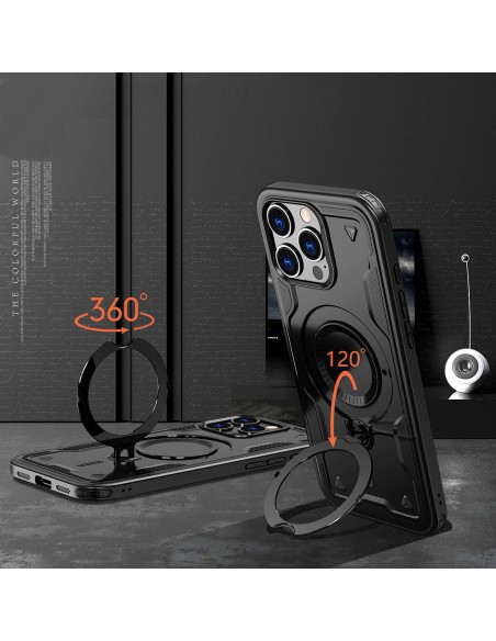 
„iPhone 16 Pro Hybrid Armor“ madingas „MagSafe“ dėklas – juodas
