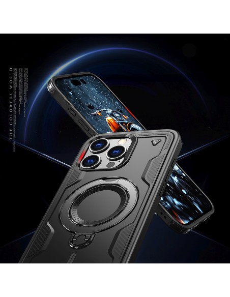 
„iPhone 16 Pro Max Hybrid Armor“ madingas „MagSafe“ dėklas – juodas
