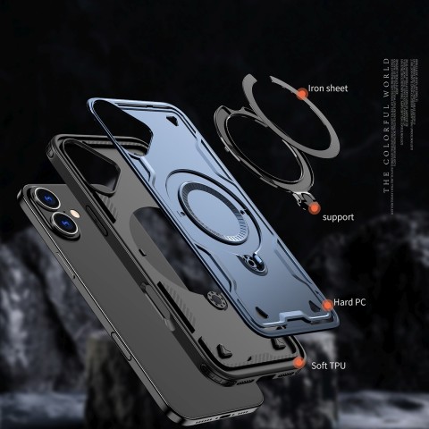 
„iPhone 16 Hybrid Armor“ madingas „MagSafe“ dėklas – mėlynas
