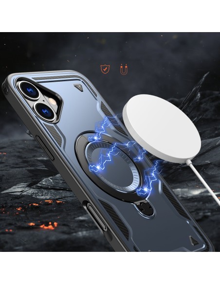
„iPhone 16 Hybrid Armor“ madingas „MagSafe“ dėklas – mėlynas

