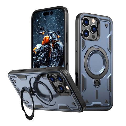 
„iPhone 16 Pro Hybrid Armor“ madingas dėklas su „MagSafe“ apsauga – mėlynas

