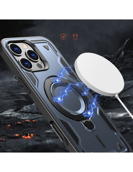 
„iPhone 16 Pro Hybrid Armor“ madingas dėklas su „MagSafe“ apsauga – mėlynas
