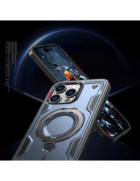 
„iPhone 16 Pro Hybrid Armor“ madingas dėklas su „MagSafe“ apsauga – mėlynas
