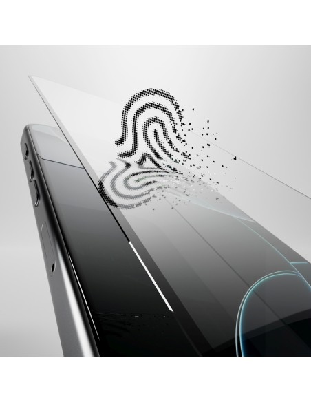 
Hibridinis stiklas su juodu rėmeliu, skirtas „iPhone 16 Pro Max Flexible Glass D3O“.
