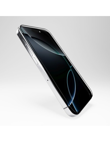 
Hibridinis stiklas su juodu rėmeliu, skirtas „iPhone 16 Pro Max Flexible Glass D3O“.
