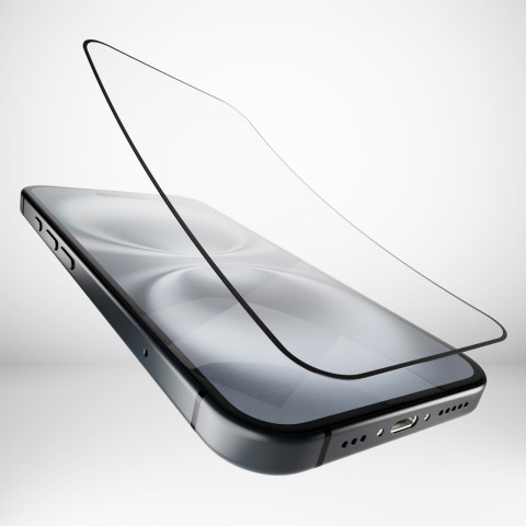 
Hibridinis stiklas su juodu rėmeliu, skirtas „iPhone 16 / iPhone 15 / iPhone 15 Pro“ – lankstus stiklas D3O

