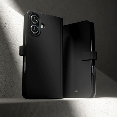 
2 viename PU odos dėklas su atvartu ir dėklu, skirtas „iPhone 16“ su nuimamu „MagSafe“ dėklu – juodas
