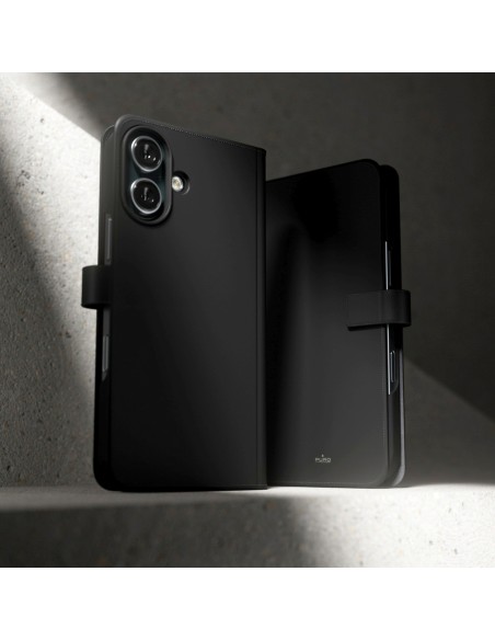 
2 viename PU odos dėklas su atvartu ir dėklu, skirtas „iPhone 16“ su nuimamu „MagSafe“ dėklu – juodas
