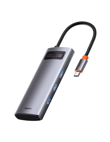 Daugiafunkcis USB HUB 5in1 USB-C PD 100W HDMI pilka Daugiafunkcis USB HUB 5in1 USB-C PD 100W HDMI pilka