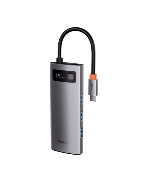Daugiafunkcis USB HUB 5in1 USB-C PD 100W HDMI pilka Daugiafunkcis USB HUB 5in1 USB-C PD 100W HDMI pilka