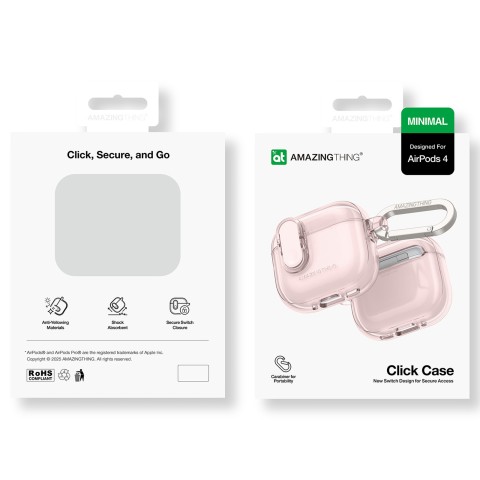 
„AirPods 4“ minimalaus dizaino dėklas – rožinis
