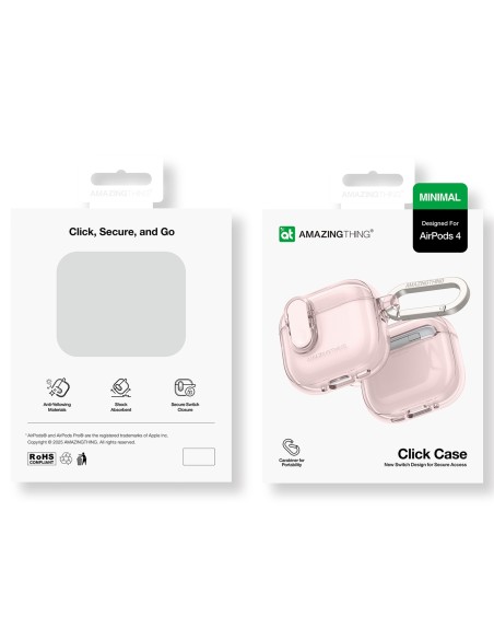 
„AirPods 4“ minimalaus dizaino dėklas – rožinis
