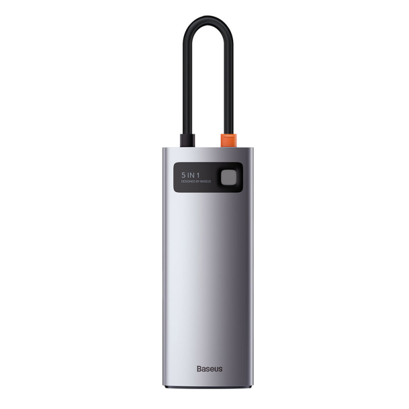 Daugiafunkcis USB HUB 5in1 USB-C PD 100W HDMI pilka