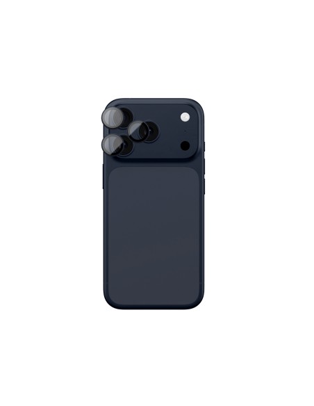 
iPhone 17 Pro / Pro Max kameros stiklas su mėlynu aliuminio rėmeliu ir objektyvo stiklu

