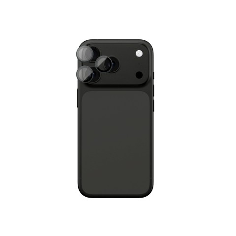 
iPhone 17 Pro / Pro Max kameros stiklas su pilku aliuminio rėmeliu ir objektyvo stiklu
