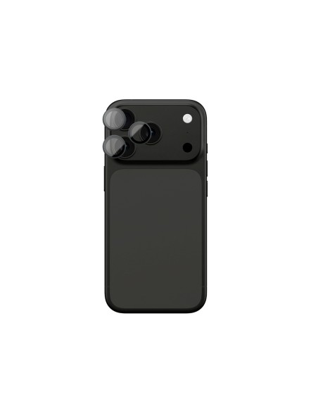 
iPhone 17 Pro / Pro Max kameros stiklas su pilku aliuminio rėmeliu ir objektyvo stiklu
