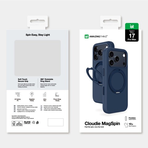 
„Cloudie“ „iPhone 17 Pro Max“ dėklas su stovu – mėlynas
