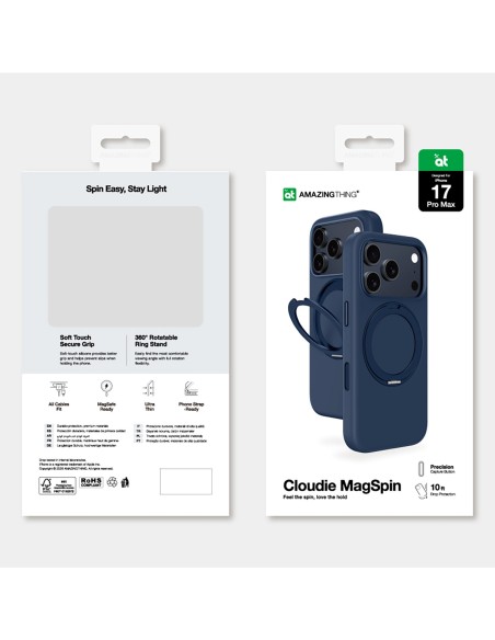 
„Cloudie“ „iPhone 17 Pro Max“ dėklas su stovu – mėlynas
