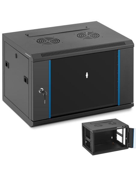 19'' 6U IP20 pakabinamas serverio montavimo serverio spinta RACK iki 60 kg 54x40x35 cm JUODAS