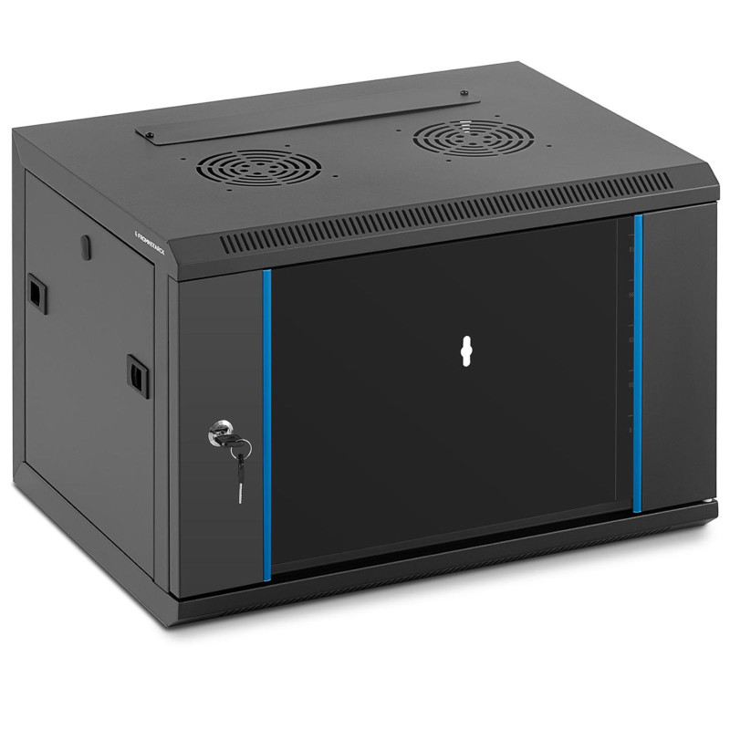 19'' 6U IP20 pakabinamas serverio montavimo serverio spinta RACK iki 60 kg 54x40x35 cm JUODAS